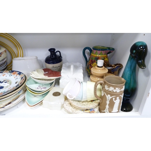 132 - Collection of decorative items to include Ironstone plate, Carlton Ware dishes, cheese dish etc (one... 