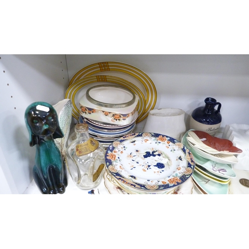 132 - Collection of decorative items to include Ironstone plate, Carlton Ware dishes, cheese dish etc (one... 