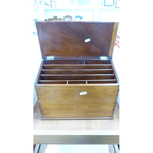 147 - Victorian mahogany hinged stationery box.