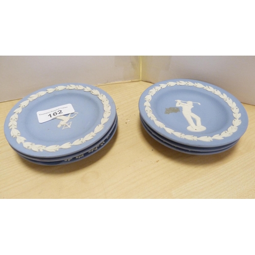 162 - Collection of Wedgwood Jasper ware trinket dishes, pair of Wedgwood & Co., dishes, silver-backed... 