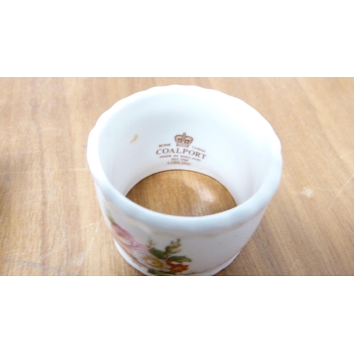 171 - Plant Tuscan 1937 Coronation mug, pair of Coalport serviette rings and three Coalport coffee cans an... 