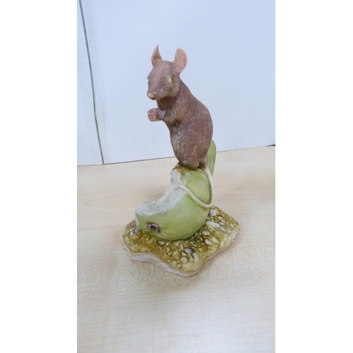 23 - Border Fine Arts figure of a mouse on a pear and three other animal figures.