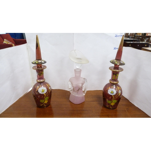 3 - Collection of scent bottles to include enamelled examples etc., in hard carrying case.