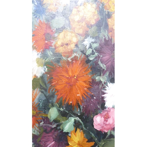 46 - V VeenVase of flowersSigned, oil on canvas.