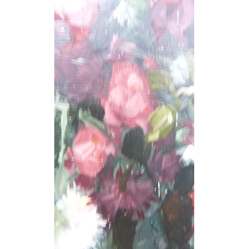 46 - V VeenVase of flowersSigned, oil on canvas.