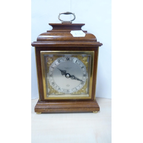 5 - JAS Hardy & Co., Elliot mantel clock, folding book slide and two boxes.