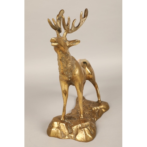 248 - Brass figure of a stag, 35cm h