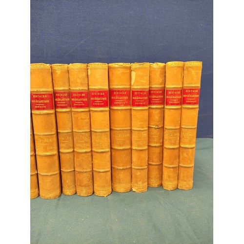 229 - HENRION BARON.  Histoire Ecclesiastique. Vols. 1 to 24, 26 & 27. Quarto. Bindings - half calf, r... 