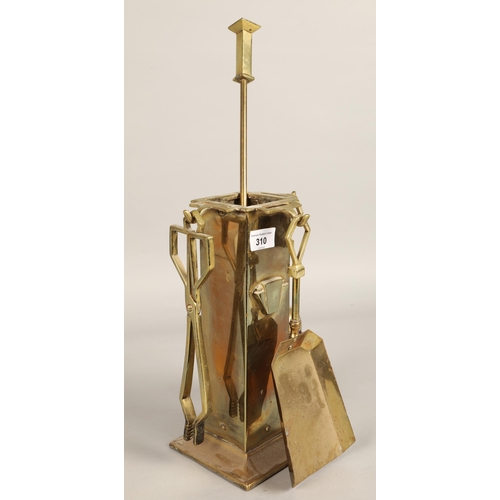 310 - Brass square companion set with 4 implements