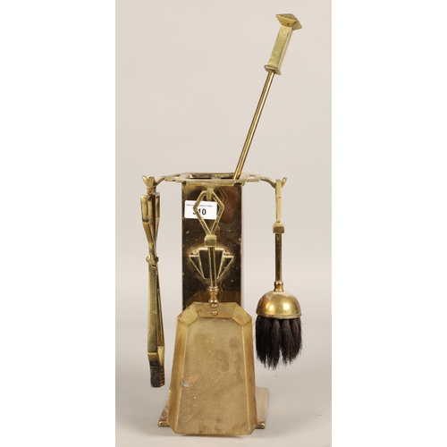 310 - Brass square companion set with 4 implements