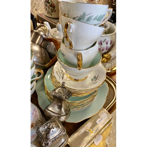 288 - Sutherland part teaset, condiments, Aynsley dish etc