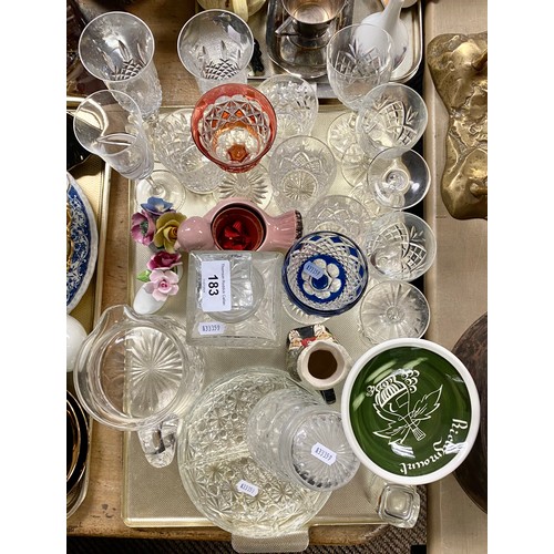 183 - Collection of glassware to include decanters, jugs etc