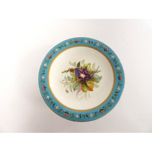 202 - Group of near matching porcelain fruit plates circa early 20th century with comport, bearing various... 