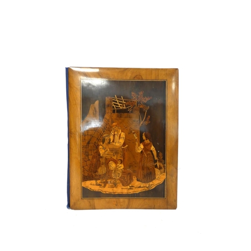 321 - Late 19th century Sorrento ware Nice souvenir walnut marquetry blotter, depicting a peasant group to... 