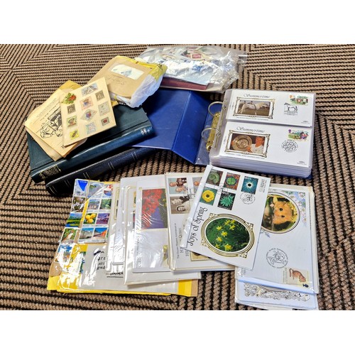 342 - Collection of assorted First Day covers, silks, postage stamps etc.