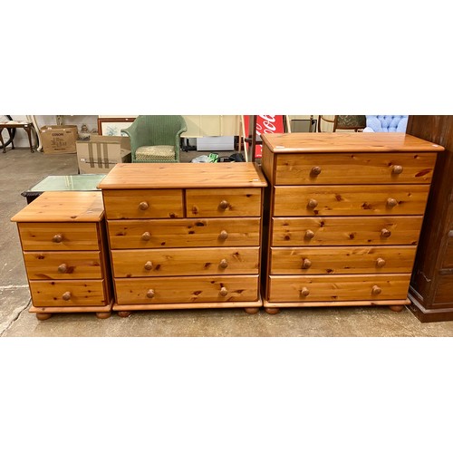 603 - Three-piece pine bedroom suite