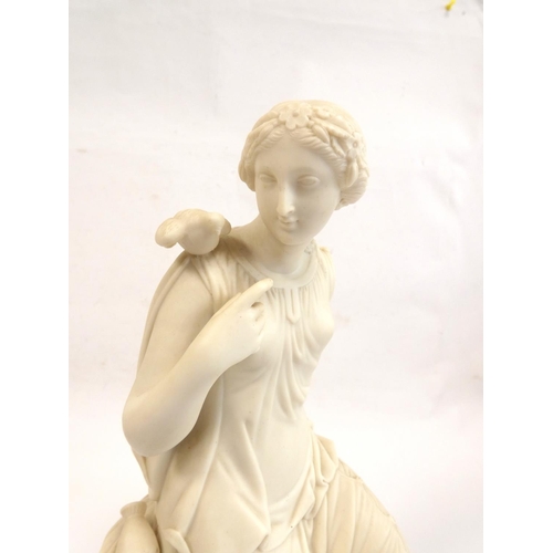 210 - Victorian parian ware figure of the Greek female deity Aphrodite. Height 37cm.