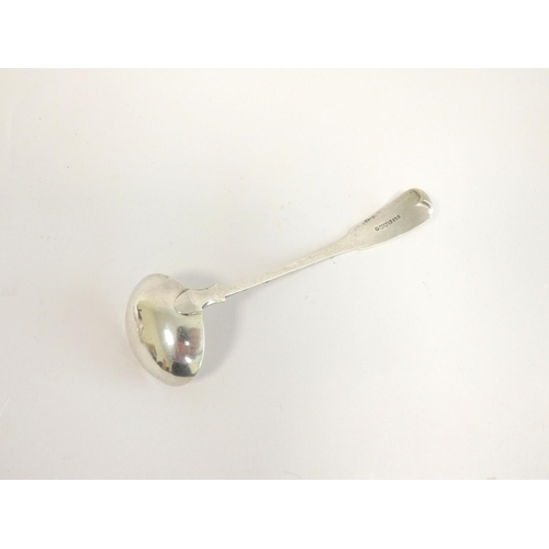 76 - Victorian silver sauce ladle by Robert Keay, Edinburgh 1842, together with a William IV Irish spoon ... 