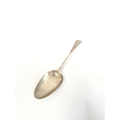 76 - Victorian silver sauce ladle by Robert Keay, Edinburgh 1842, together with a William IV Irish spoon ... 