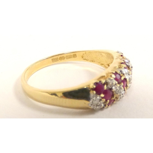 87 - Hallmarked 9ct gold and diamond three row ring, size N, 2.4g