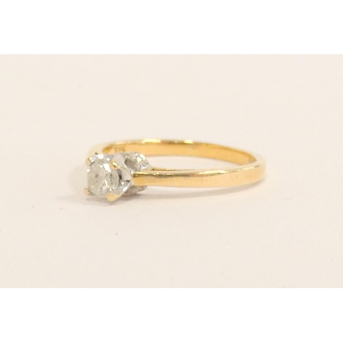 89 - Hallmarked 9ct gold diamond solitaire ring .25ct, size M. 1.8g.