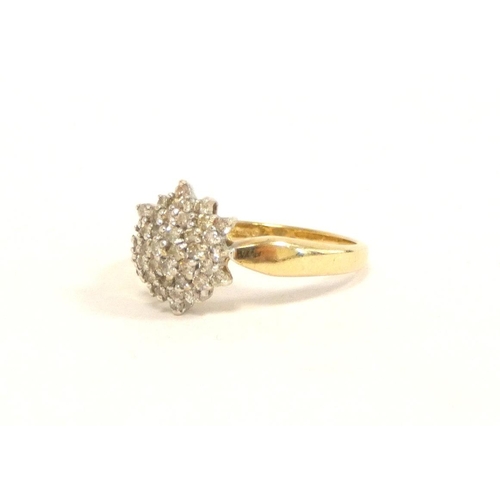 90 - Hallmarked 9ct gold diamond cluster ring size N, 2.4g