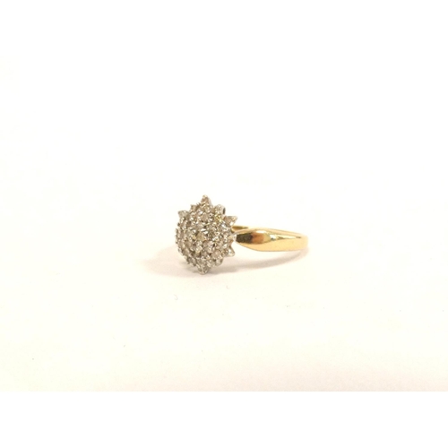 90 - Hallmarked 9ct gold diamond cluster ring size N, 2.4g