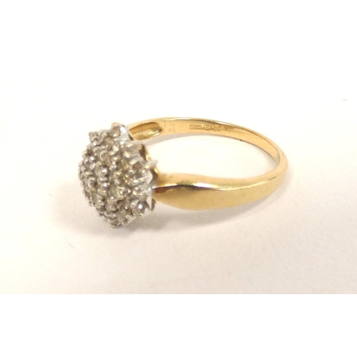 90 - Hallmarked 9ct gold diamond cluster ring size N, 2.4g