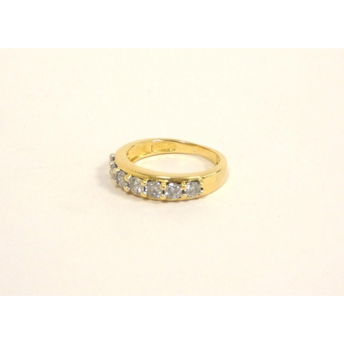 92 - 18ct gold hallmarked seven stone diamond ring, .75ct size 'K', 4.1g