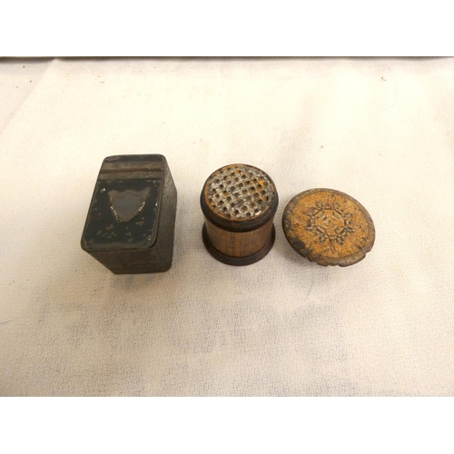 105 - Two antique nutmeg graters to include Tunbridge Ware.