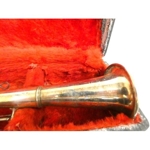 69 - Antique silver plated USA made, clarinet in case.