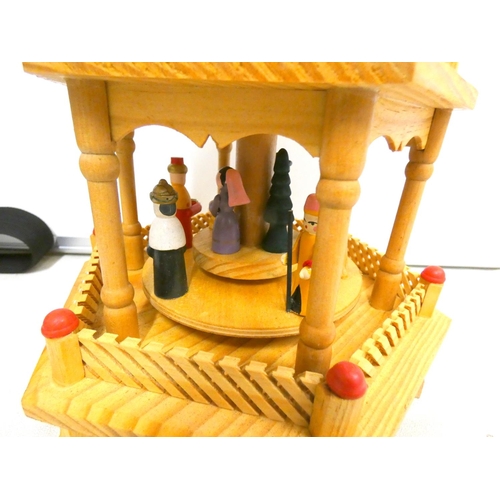 81 - Three tier German Christmas carved nativity scene decoration.