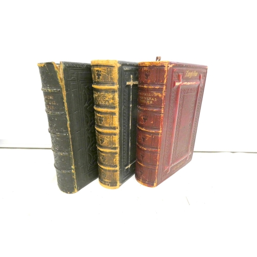 92 - Three leather bound poetry books to include Burns, Wordsworth, Longfellow etc.