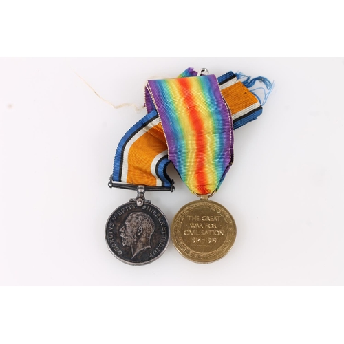 1237 - Medals of TR5-9710 Private J Hunter of the Northumberland Fusiliers comprising WWI war medal and vic... 