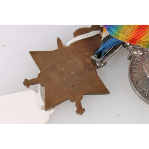 1261 - Medals of 8698 Private G Bell of the Durham Light Infantry comprising WWI war medal, victory medal [... 