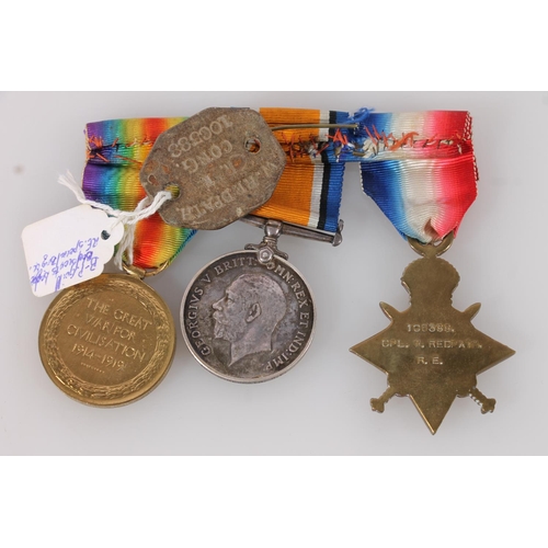 1270 - Medals of 106388 Corporal W Redpath of the Royal Engineers comprising WWI war medal, victory medal a... 