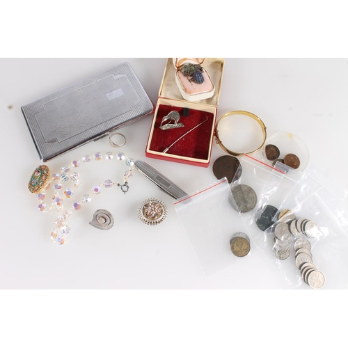 511 - Costume jewellery to include a 9ct gold plated half engraved bangle, a micromosaic brooch, a silver ... 