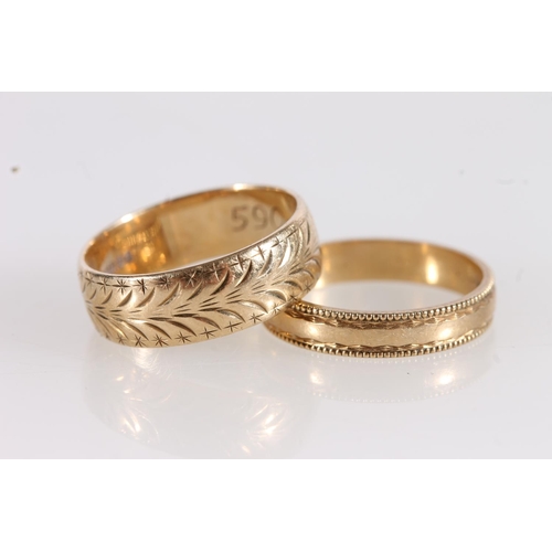 516 - Two 9ct gold wedding bands, gross 4.7g.