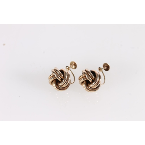 529 - Pair of 9ct gold knot work earrings, 3.4g.