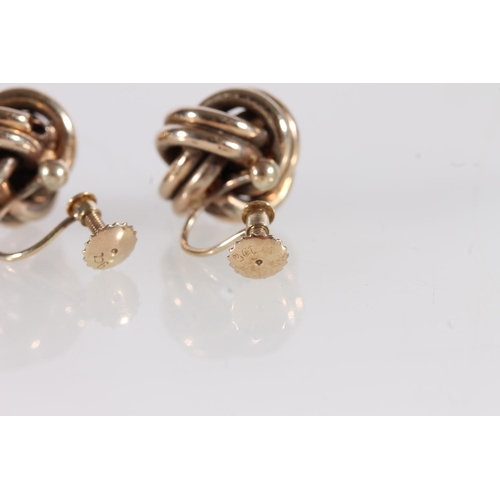 529 - Pair of 9ct gold knot work earrings, 3.4g.