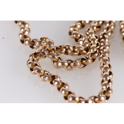 537 - 9ct gold belcher muff chain, 30.0g.