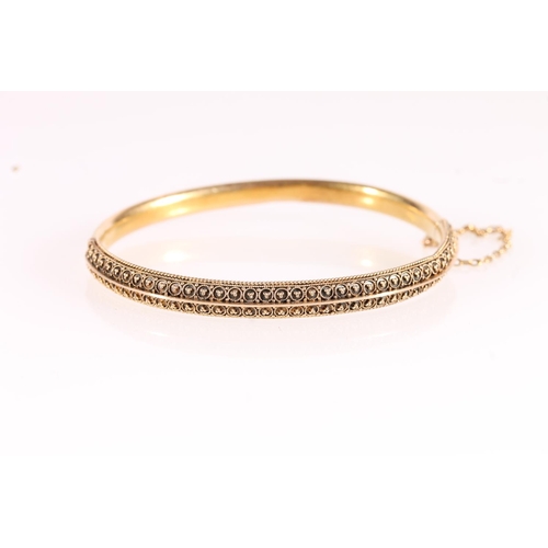 549 - Edwardian 15ct gold bangle, internal W6cm, 8.8g.