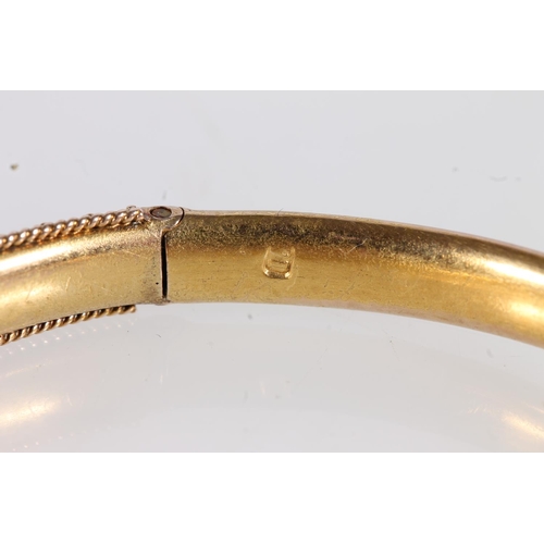 549 - Edwardian 15ct gold bangle, internal W6cm, 8.8g.