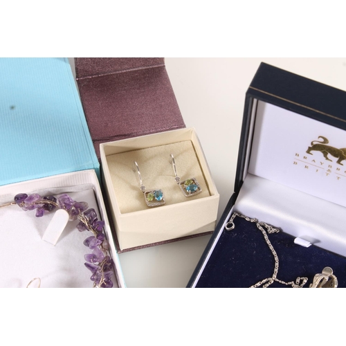 567 - Amethyst necklace and earrings set with similar brooch, other costume jewellery (qty)