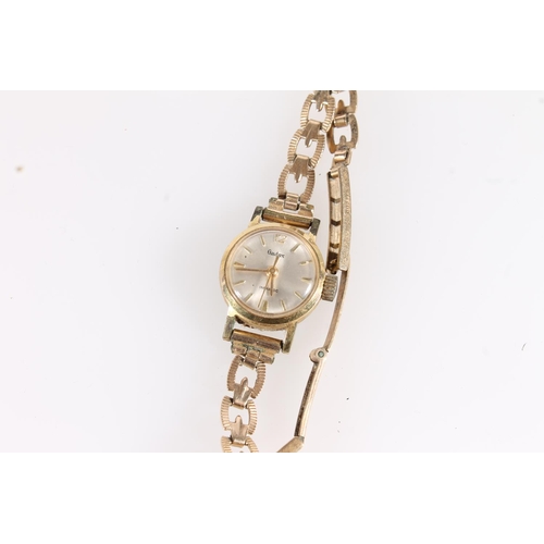 573 - Audux Incabloc gold plated cased dress watch on 9ct gold strap