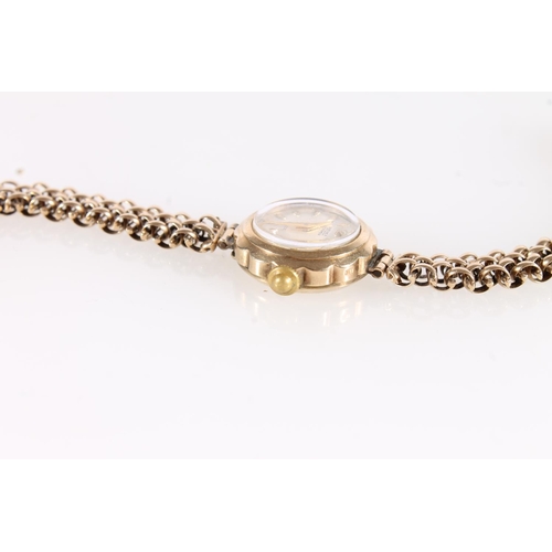 579 - Bernex 17 jewels 9ct gold cased ladies cocktail watch on 9ct gold strap, 15.2g.