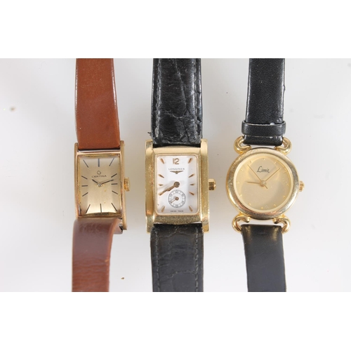 580 - Longines 18ct gold cased ladies wristwatch together with two base metal dress watches (3)