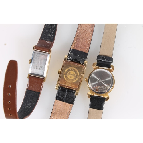 580 - Longines 18ct gold cased ladies wristwatch together with two base metal dress watches (3)