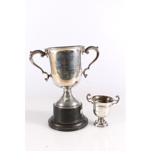 588 - Geo. V silver trophy for the Lord Dunglass trophy 1924, etched winners names running to 1998, on bla... 