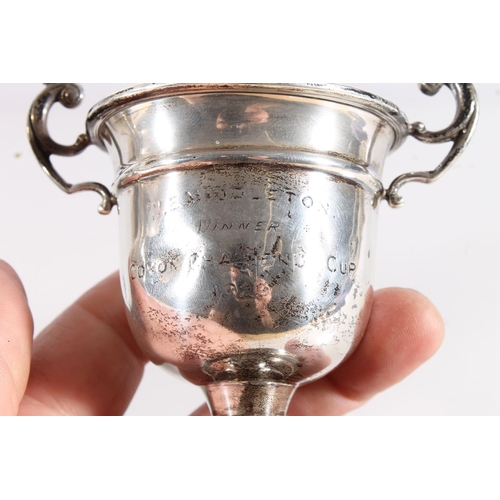 588 - Geo. V silver trophy for the Lord Dunglass trophy 1924, etched winners names running to 1998, on bla... 